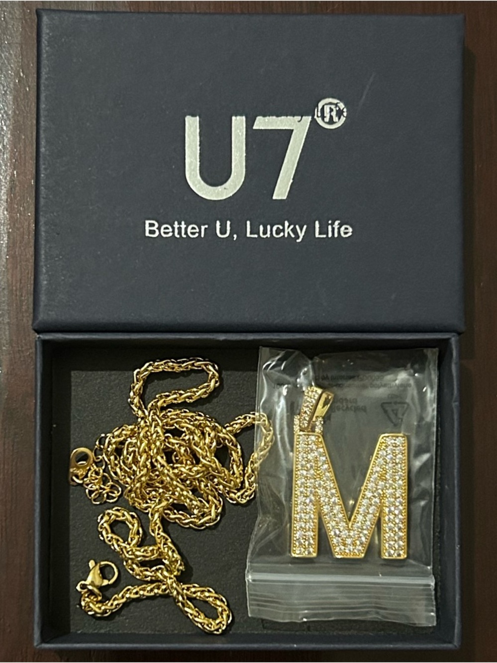 18K Gold Plated Initial “M” Pendant Necklace
